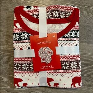 Target Wondershop Woman’s 2 Piece Christmas Pajama Set Size M Festive Cozy Snow